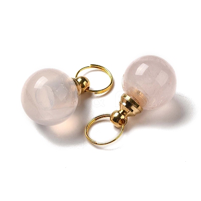 Natural Rose Quartz Openable Perfume Bottle Pendants G-A026-02B-1