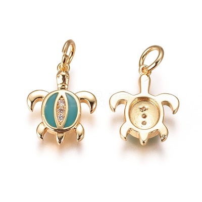 Brass Enamel Pendants ZIRC-I026-03G-1
