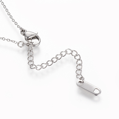 304 Stainless Steel Initial Pendant Necklaces NJEW-O118-34-1