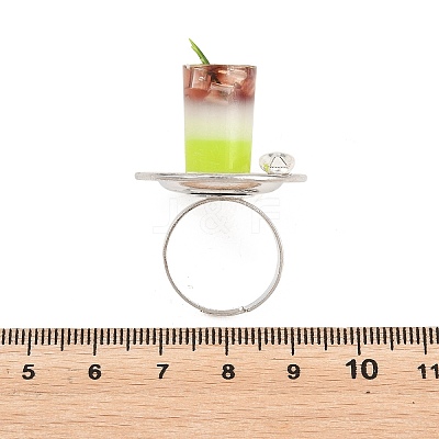 Afternoon Tea Resin & Plastic Adjustable Finger Rings for Women RJEW-K317-01H-1