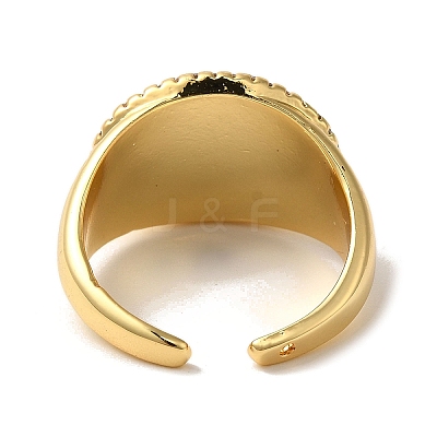 Brass Micro Pave Cubic Zirconia Open Cuff Rings for Women RJEW-G325-01C-G-1