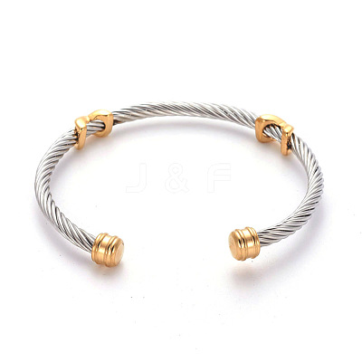 304 Stainless Steel Cuff Bangles BJEW-L642-34GP-1