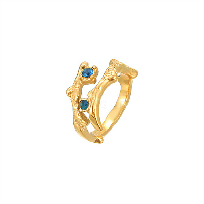 Golden Stainless Steel Micro Pave Cubic Zirconia Cuff Rings EZ5913-3-1