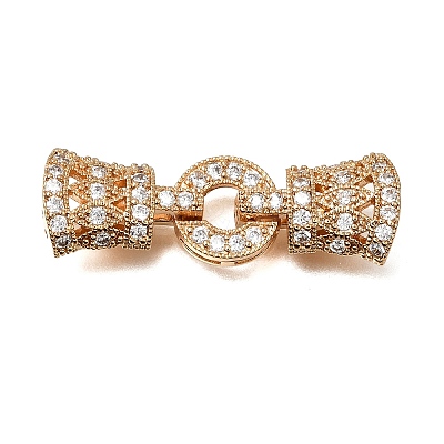 Brass Micro Pave Clear Cubic Zirconia Fold Over Clasps CU-CBA4292-12G-1