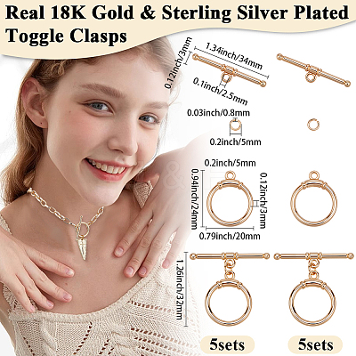 10Pcs 2 Colors Brass Toggle Clasps KK-BBC0021-22B-1