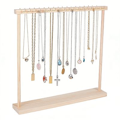 2Pcs Wood Necklace Organizer Display Stands NDIS-WH0016-15B-02-1