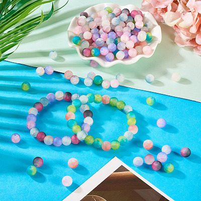 200Pcs 10 Colors Crackle Glass Beads Strands GLAA-TA0003-31A-1