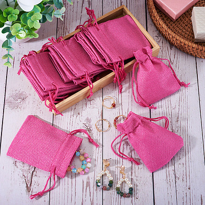 20Pcs Rectangle Polyester Imitation Burlap Packing Pouches Drawstring Bags ABAG-TA0001-95E-1
