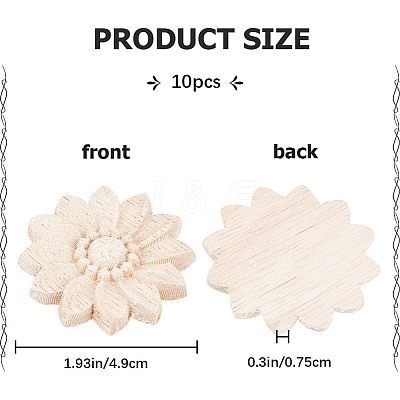 Wood Carved Onlay Applique Craft LS-WOOD-WH0034-11B-1