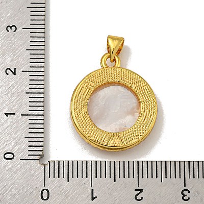 Rack Plating Brass Micro Pave Clear Cubic Zirconia Flat Round Pendants KK-U025-10G-03-1