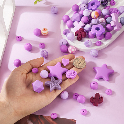 92Pcs Transparent Silicone Focal Beads SIL-TA0002-85C-1