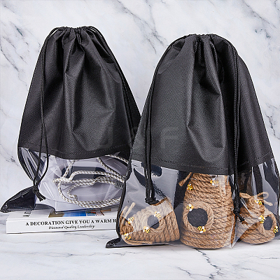 Non-woven Fabric Shoes Storage Bags with Visible Window ABAG-WH0045-13A-1