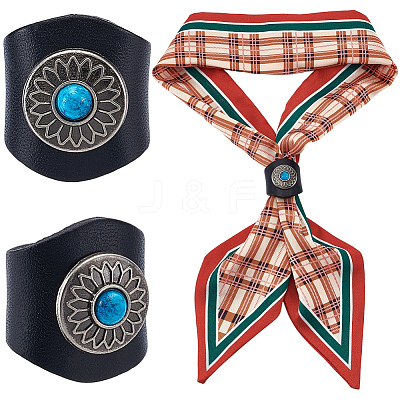 Flower Imitation Leather Scarf Clips AJEW-WH20001-16A-02-1