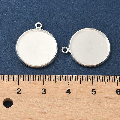 Flat Round Brass Pendant Cabochon Settings KK-K414-14D-S-1