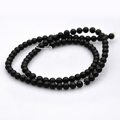 Round Natural Black Onyx Beads Strands G-N0120-26-4mm-1