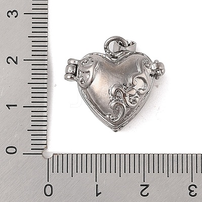 Carved Heart Rack Plating Brass Prayer Box Pendants KK-L101-22B-1