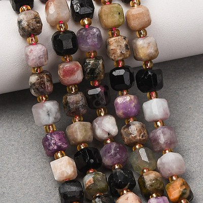 Natural Multicolor Tourmaline Beads Strands GG-CBAC972-A03-01-1