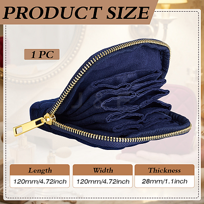 Rhombus Textured Velvet Jewelry Storage Zipper Pouches for Earrings Rings Bracelets Necklaces ABAG-WH0085-012D-1