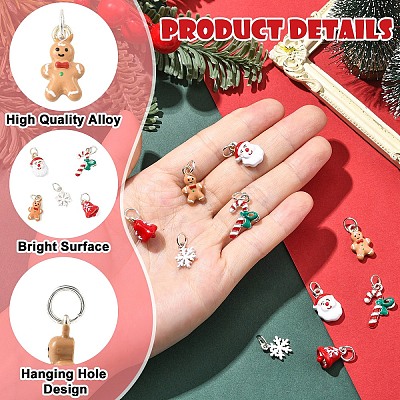 5Pcs 5 Styles Christmas Themes Alloy Enamel Pendants XMAS-YW0001-01C-1