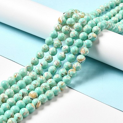 Synthetic Turquoise and Sea Shell Assembled Beads Strands G-D482-01A-08-1