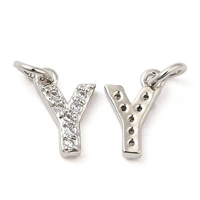 Brass Micro Pave Grade AAA Cubic Zirconia Charms ZIRC-P067-11P-Y-NR-1