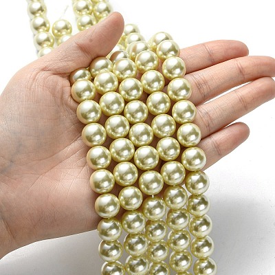 Eco-Friendly Dyed Glass Pearl Round Beads Strands HY-A002-12mm-RB012-1