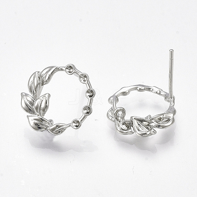 Brass Stud Earring Rhinestone Settings X-KK-S350-413P-1