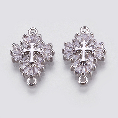 Brass Micro Pave Cubic Zirconia Links ZIRC-E144-12-1
