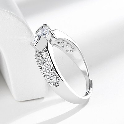 Horse Eye Brass Micro Pave Cubic Zirconia Finger Rings FS-WG116FD-01-1