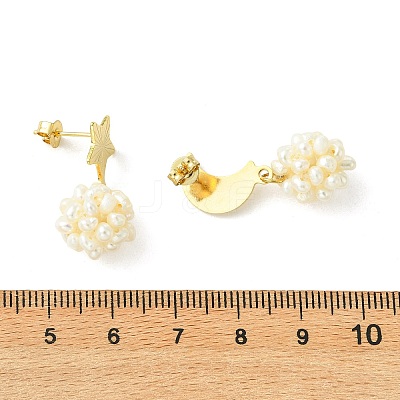 Natural Cultured Freshwater Pearl Dangle Stud Earrings EJEW-JE07281-1