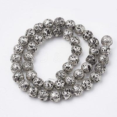 Electroplated Natural Lava Rock Beads Strands G-T098-01C-10-1