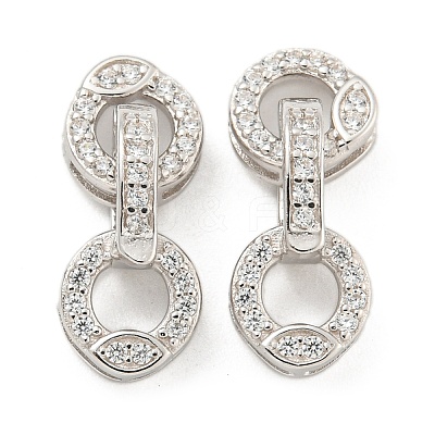 925 Sterling Silver Micro Pave Clear Cubic Zirconia Fold Over Clasps STER-U001-10P-1