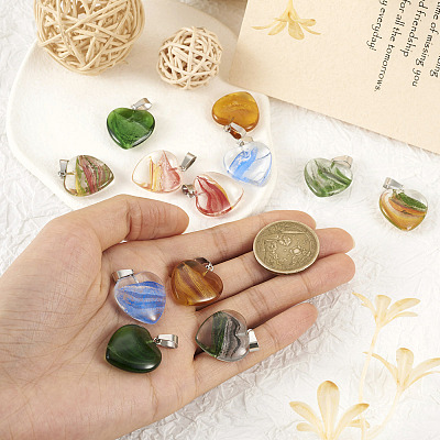 10Pcs 5 Colors Transparent Glass Pendants GLAA-TA0001-73-1