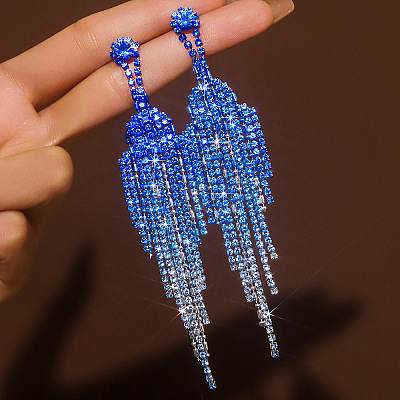 Brass Rhinestone Tassel Stud Earrings FS-WGD4A64-05-1