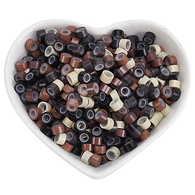 500Pcs 5 Colors Silicone Hair Coil Cuffs OHAR-SP0001-13-1