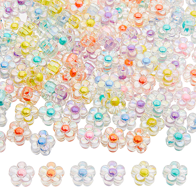 180Pcs 6 Colors Transparent Acrylic Beads OACR-DC0001-20-1