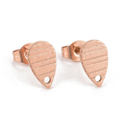 Ion Plating(IP) 304 Stainless Steel Stud Earring Findings STAS-O119-27RG-1