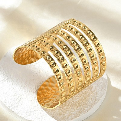 304 Stainless Steel Cuff Bangles for Women BJEW-Z096-06G-1
