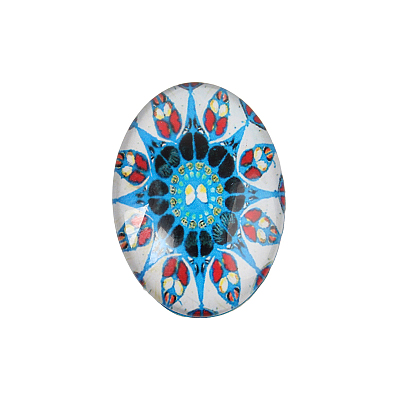 Mosaic Printed Glass Oval Cabochons GGLA-N003-13x18-G-1