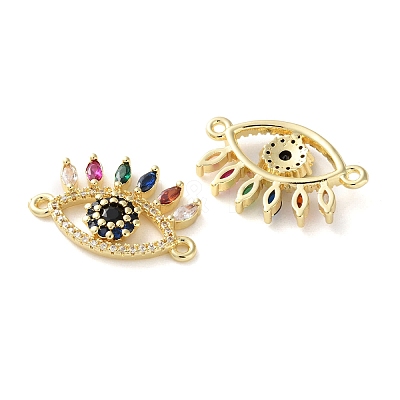 Rack Plating Brass Cubic Zirconia Eye Connector Charm KK-C084-18B-G-1