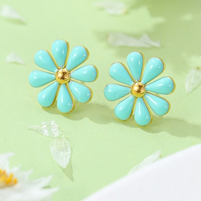 304 Stainless Steel Enamel Stud Earrings EJEW-S226-03G-02-1