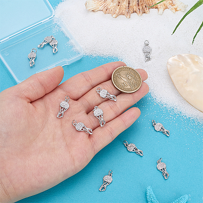 12Pcs Brass Micro Pave Cubic Zirconia Pendants KK-PH0014-34P-1