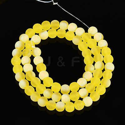 Frosted Transparent Glass Beads Strands GLAA-T032-T6mm-MBB12-1