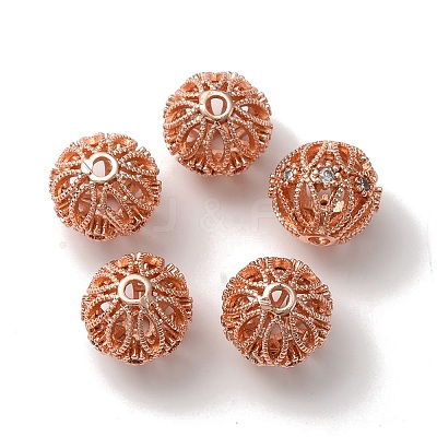 Rack Plating Brass Micro Pave Cubic Zirconia Beads KK-C020-03RG-1