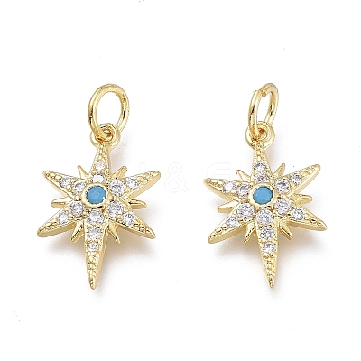 Brass Micro Pave Clear Cubic Zirconia Charms X-ZIRC-Q024-02G-1