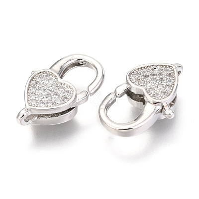 Brass Micro Pave Cubic Zirconia Lobster Claw Clasps ZIRC-O038-26P-1