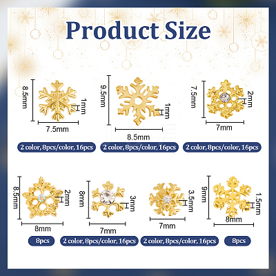 96Pcs 7 Styles Christmas Themed Alloy Cabochons MRMJ-OC0002-34-1