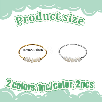 2Pcs 2 Colors Stainless Steel Finger Rings for Women RJEW-GO0001-08-1