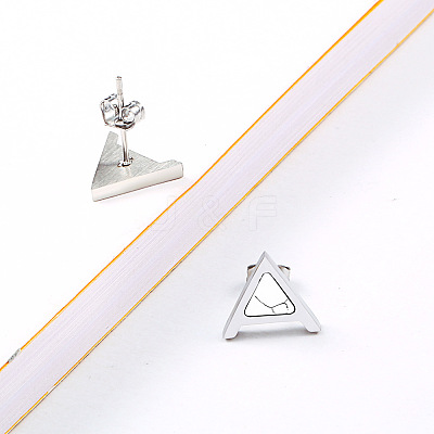 Triangle Stainless Steel Synthetic Turquoise Stud Earrings FS-WG0B5B2-02-1