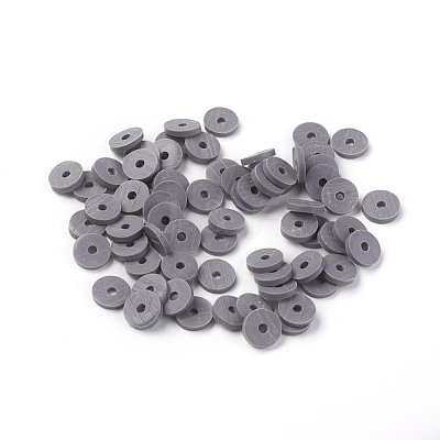 Flat Round Handmade Polymer Clay Beads CLAY-R067-6.0mm-41-1